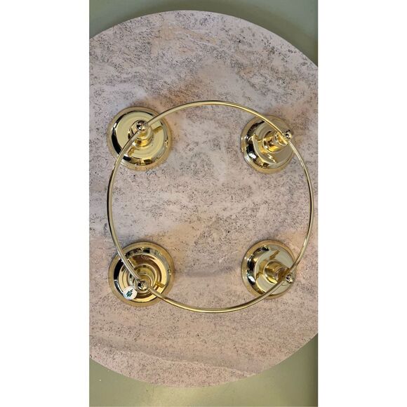 PARTYLITE 9” BRASS/GOLD 4 PLACE CANDLE RING HOLDER DECOR - Picture 5 of 8